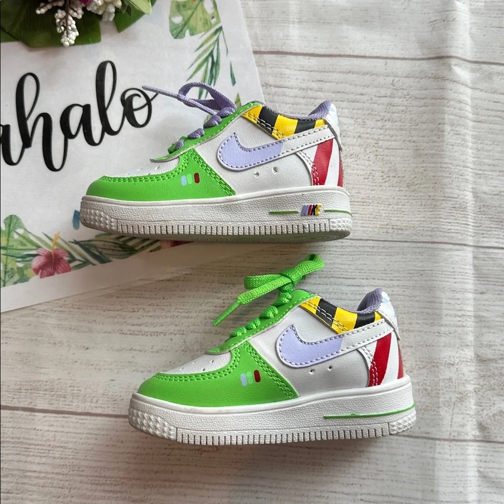 Buzz Lightyear Air Force 1 Green and White Baby Sneakers